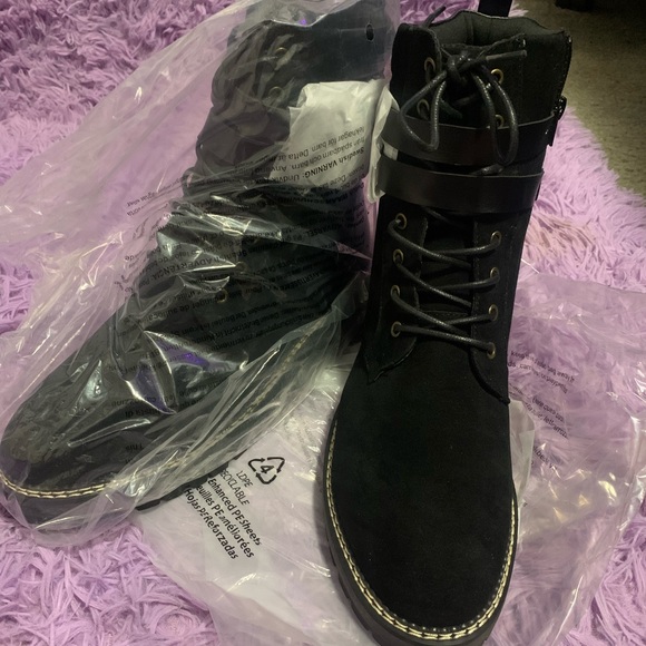 Black suede and leather bootie - Picture 3 of 5